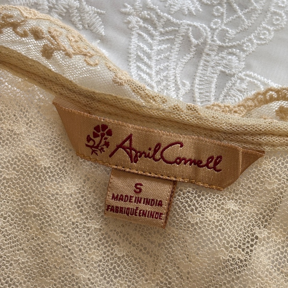 April Cornell Swiss Dot Net Blouse with Lace Appliqué and Lace Ruffles - Picture 16 of 16